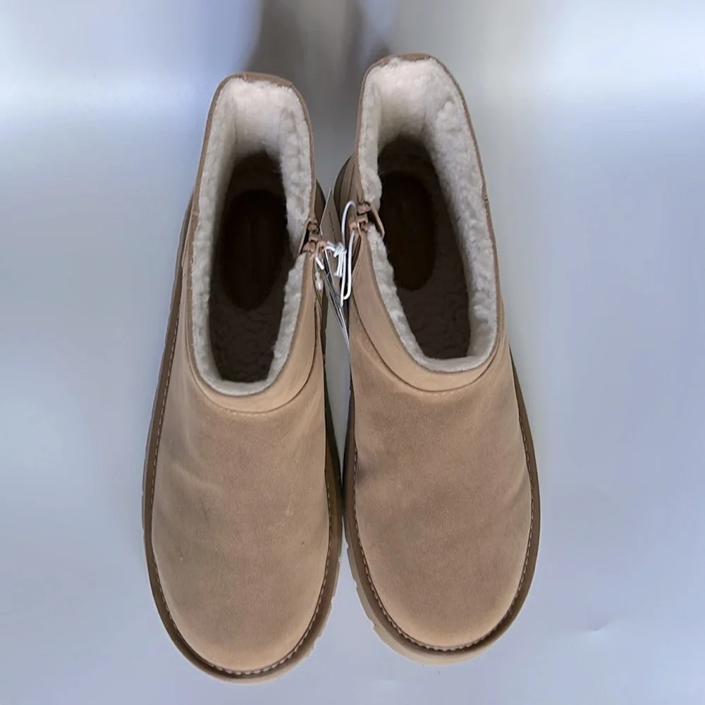Universal Thread May Faux Suede Ankle Booties Memory Foam Zipper Closure Tan